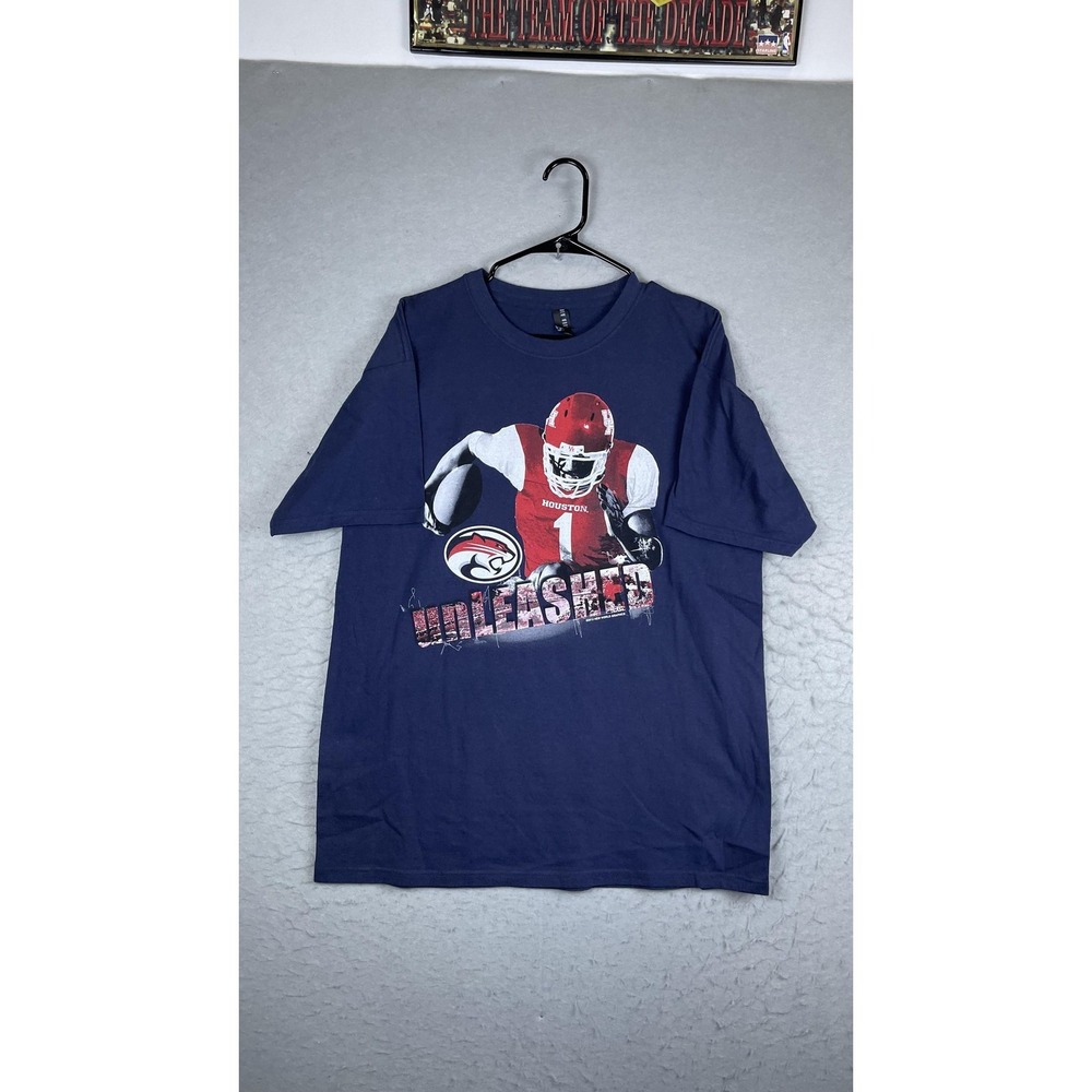 Houston Cougars Shirt Mens Large Blue NCAA Football New World Unleashed Graphic